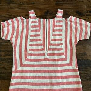 Soft Sureoundings striped cold shoulder linen blend top size M